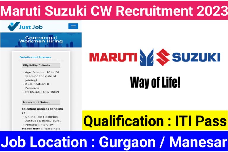 Maruti Suzuki CW Recruitment 2024 JOBINNCR JOBINNCR